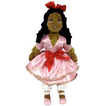 African American Clara Plush Doll in Soft Pink Satin Dress