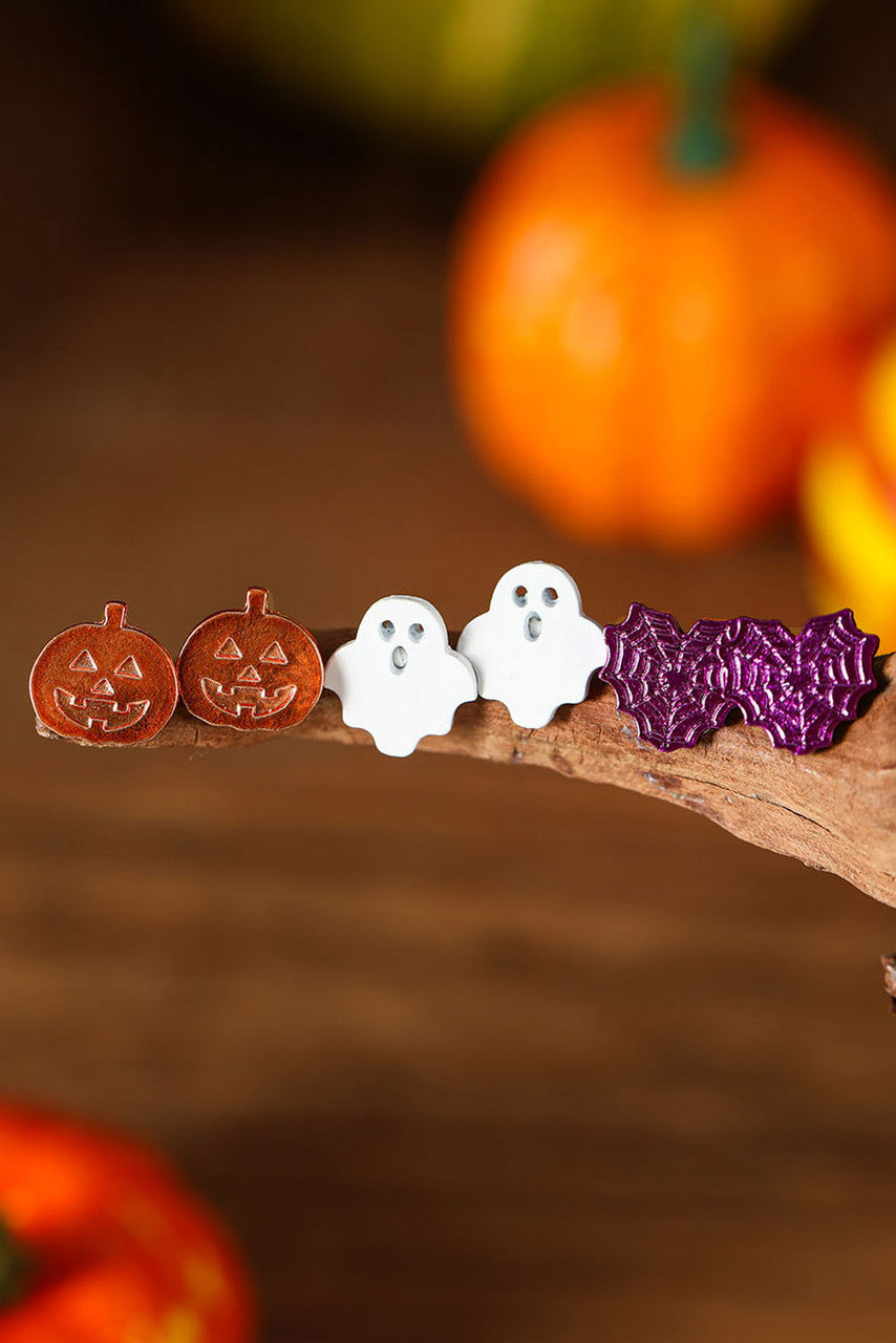 Multicolored Halloween Ornament Stud Earrings