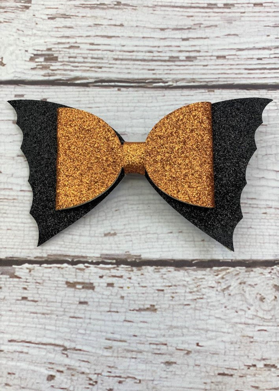 Orange Glitter Bow Bat Clippie