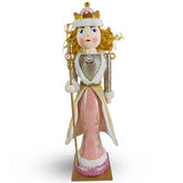 Fancy Rose Gold Nutcracker Queen in Pink, Gold and White Fur Trim